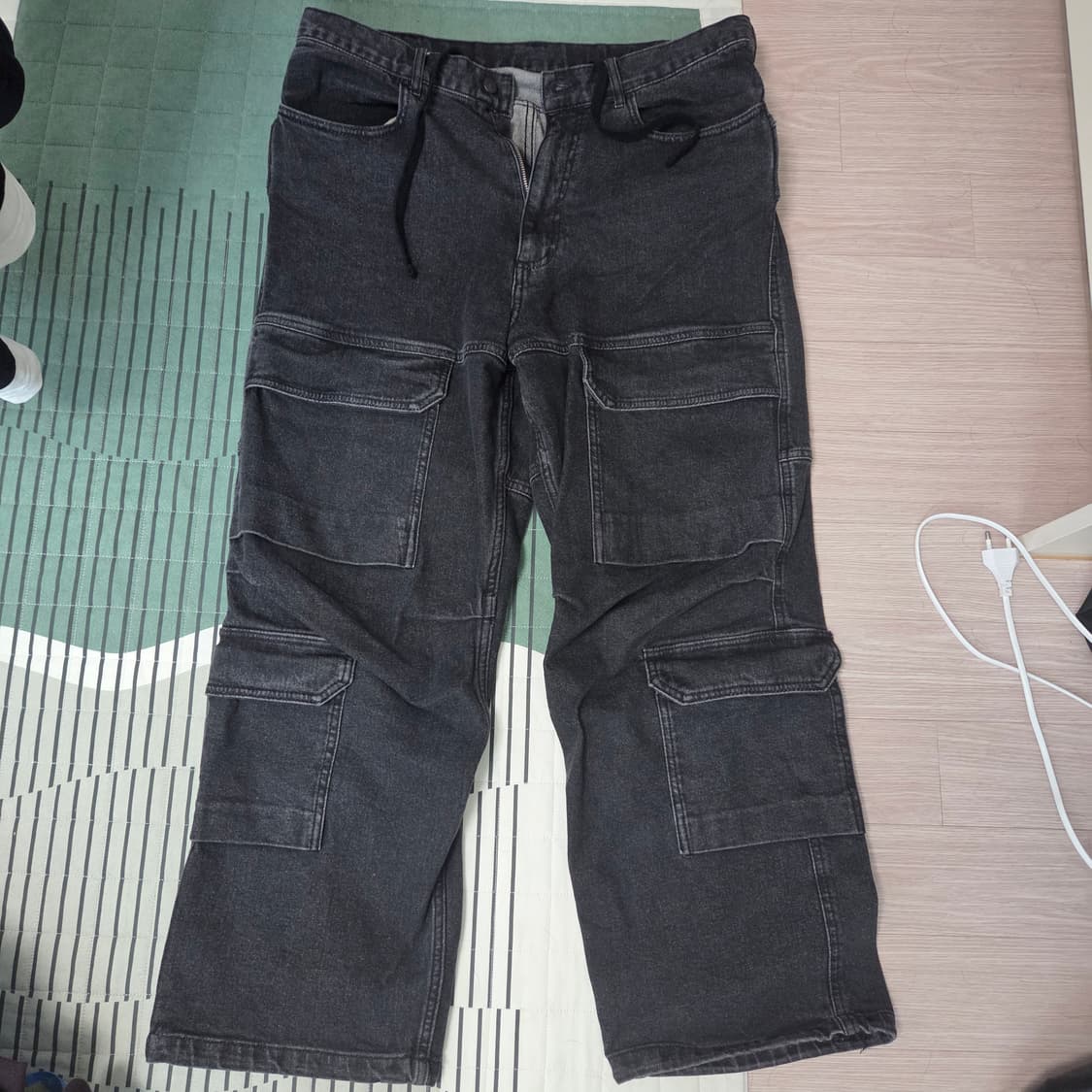 빔즈 블랙 와이드 데님 팬츠 상품이미지1