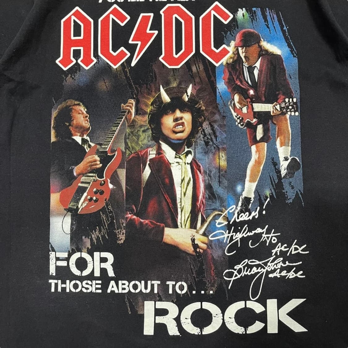 HEAD 올드스쿨 AC/DC 락 밴드 다크 반팔 티셔츠 상품이미지2