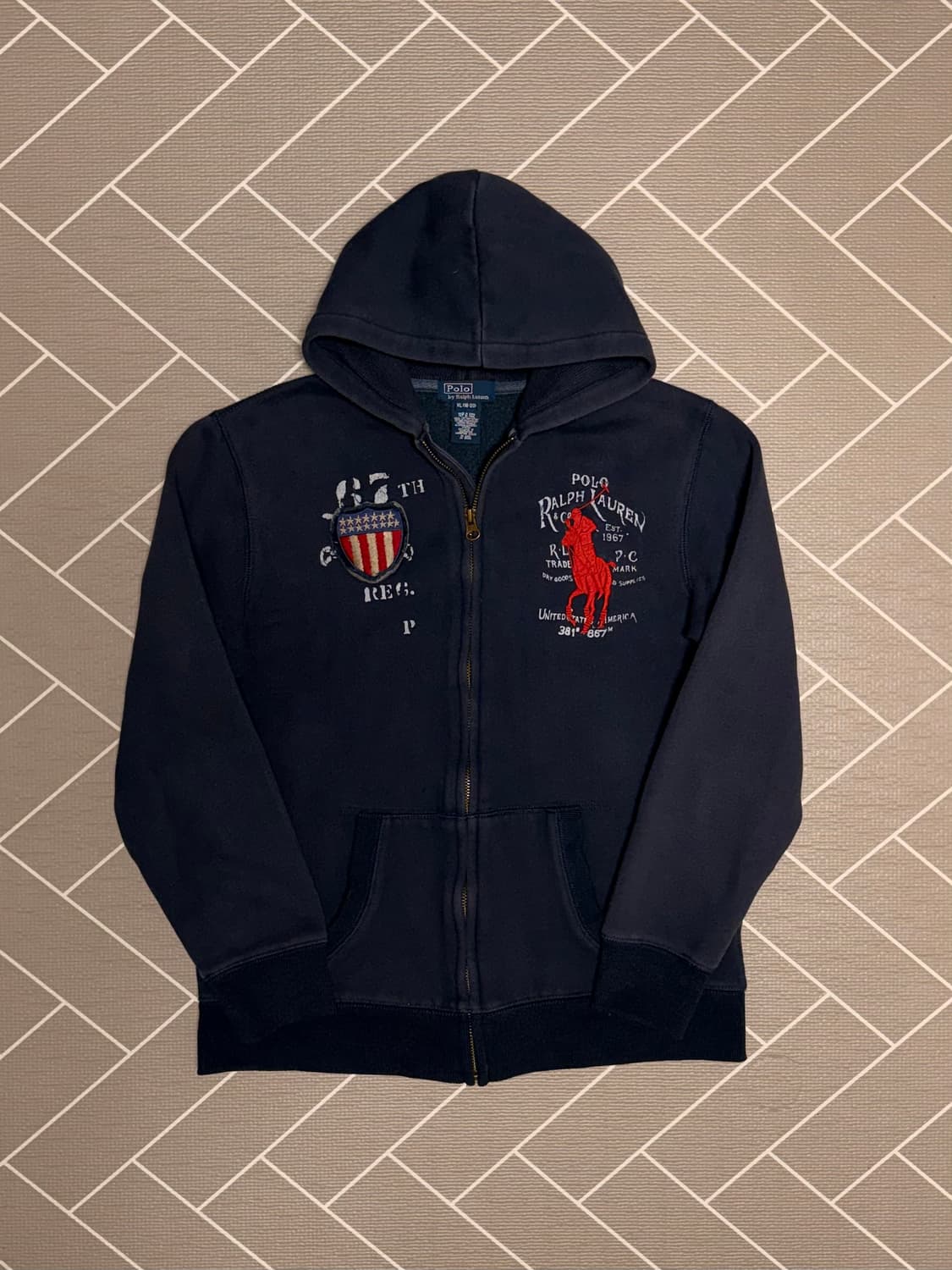 폴로 빅포니 성조기 후드집업 네이비 상품이미지2