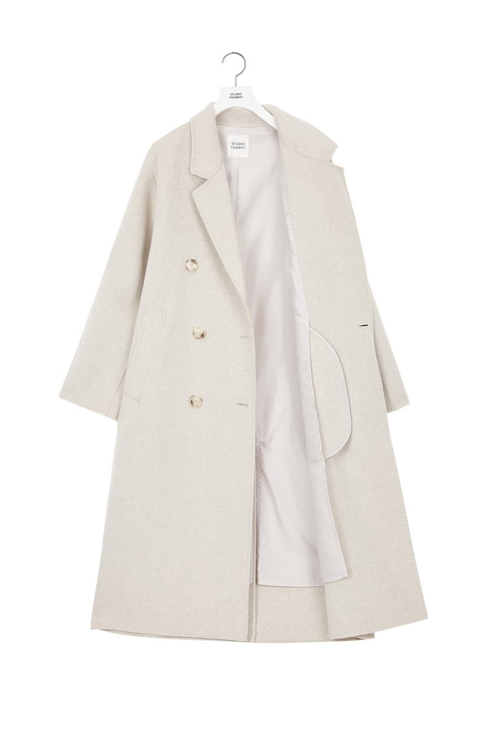 벨티드 스티치 더블 울코트 상품이미지2