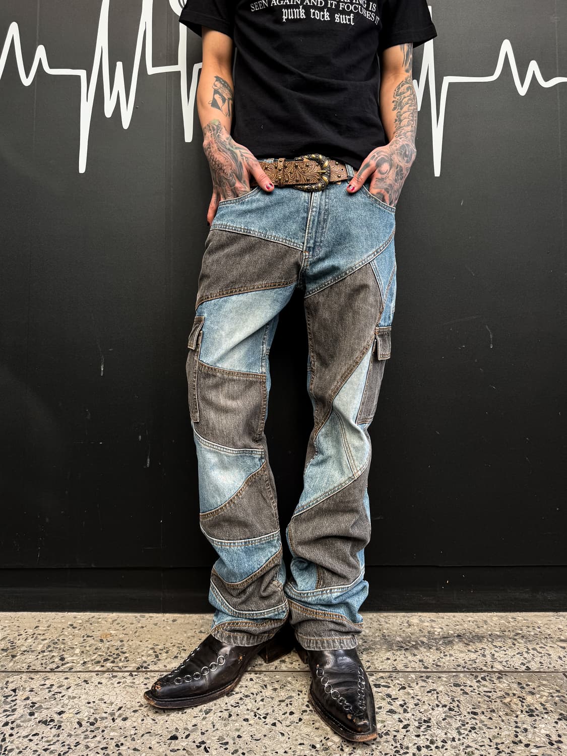 BERNINGS-SHO - Patchwork Contrast Denim  상품이미지8