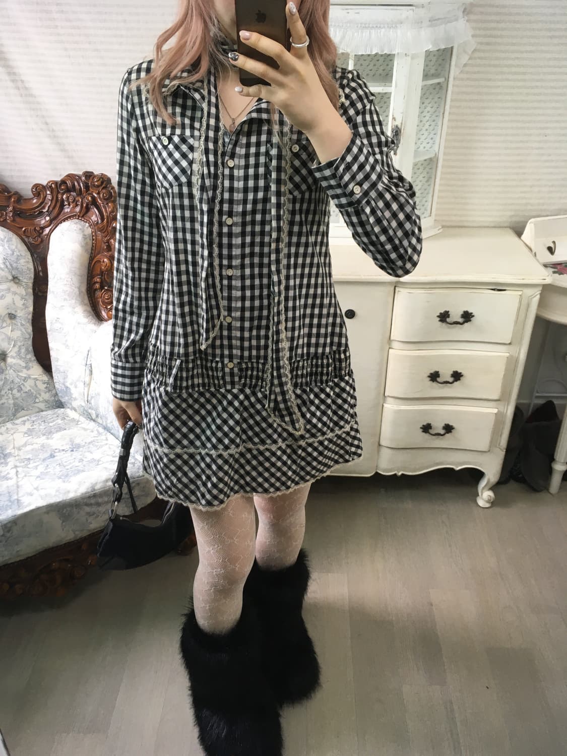 Tralala check frill dress 상품이미지7