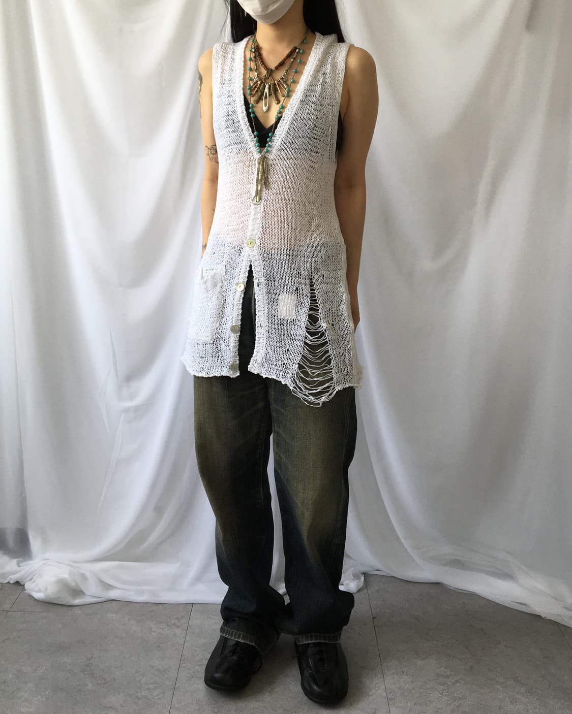 Damage point knit vest 상품이미지4