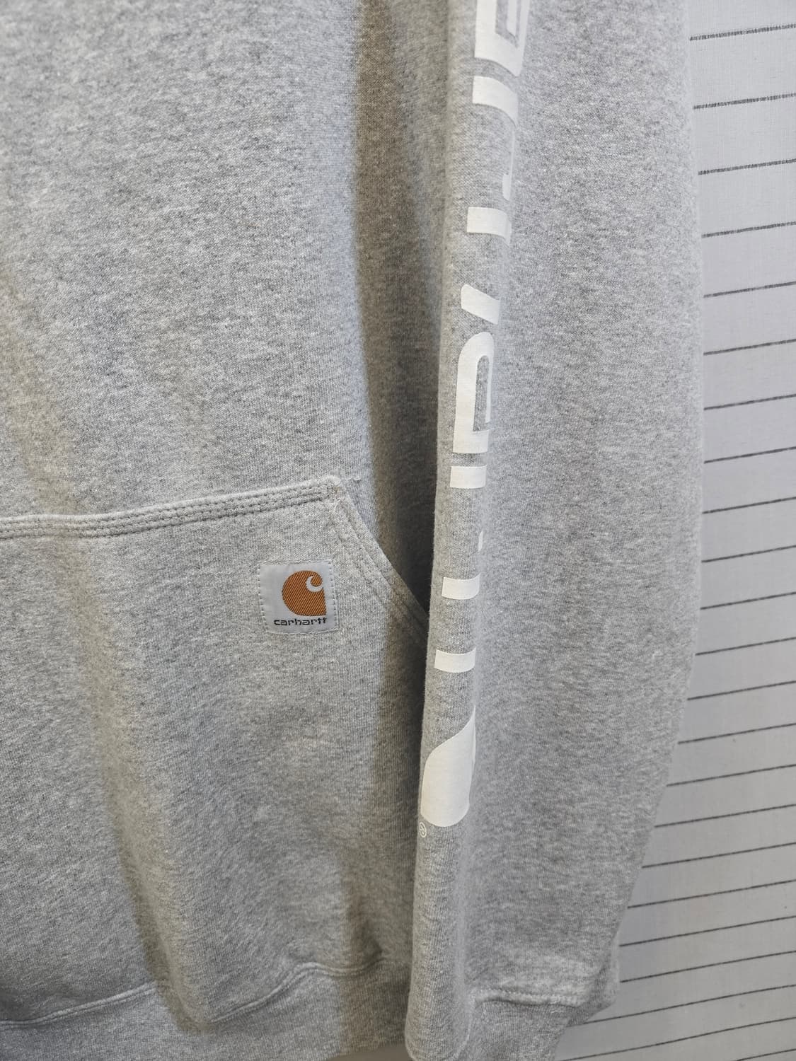 칼하트 그레이 후드티 로고 슬리브 상품이미지4