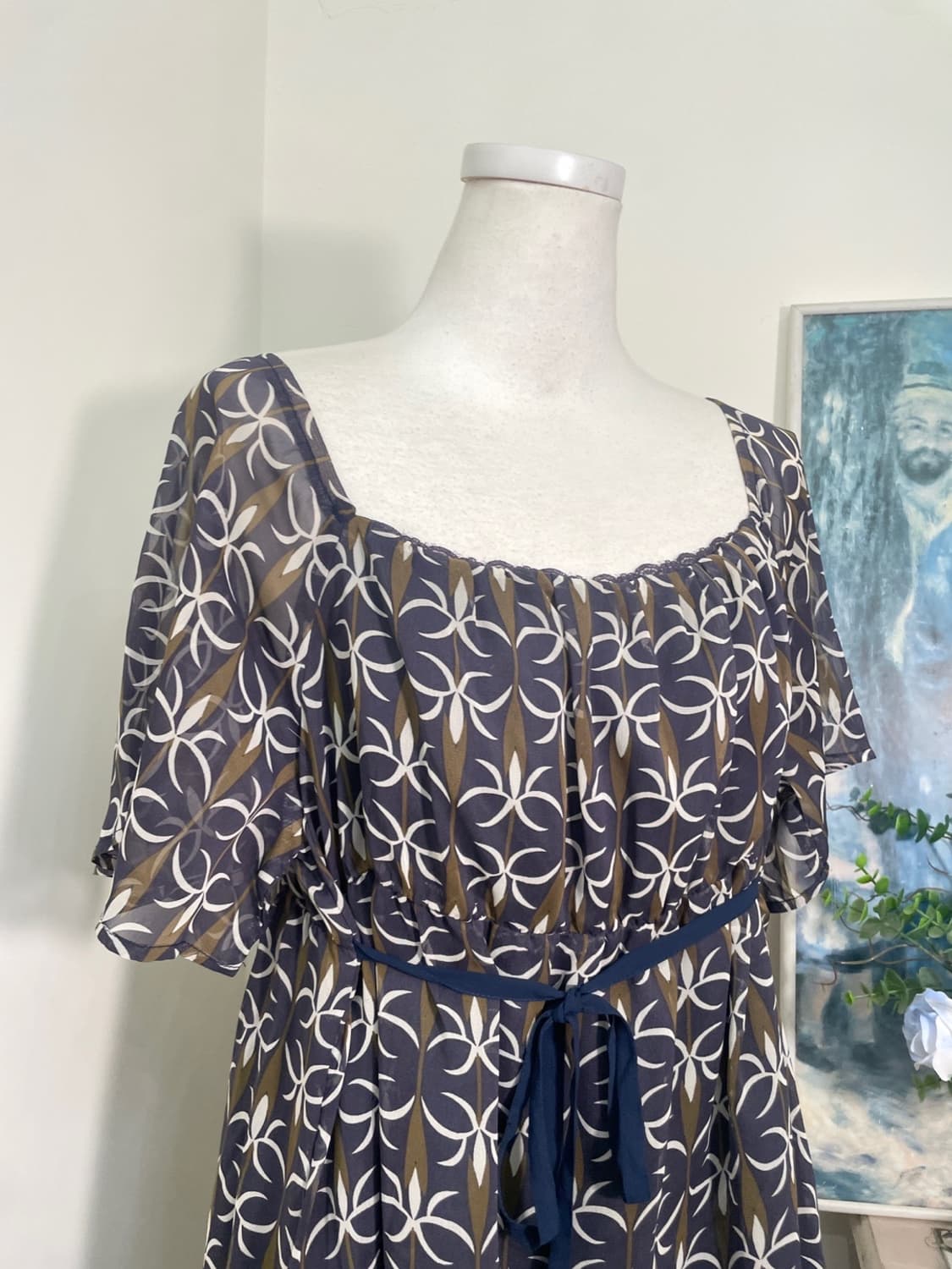navy oriental mood bow midi opc(size-LL) 상품이미지5