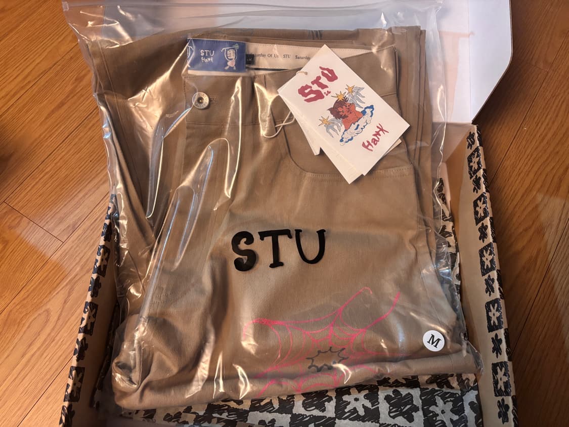 STU X HANK 에스티유X행크 프린트 와이드 팬츠 베이지 M 상품이미지4