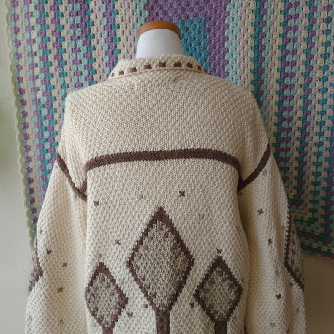 빈티지 아가일 니트 가디건 상품이미지7