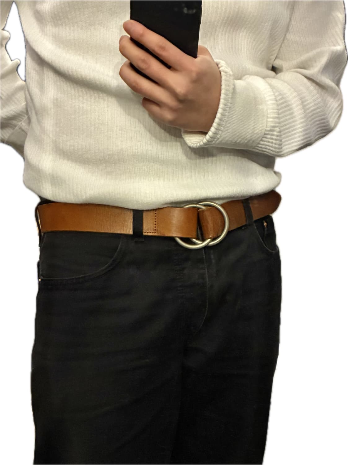 (29~34)90s japan 타케오키쿠치 카우 레더 더블 D링 가죽벨트 상품이미지10