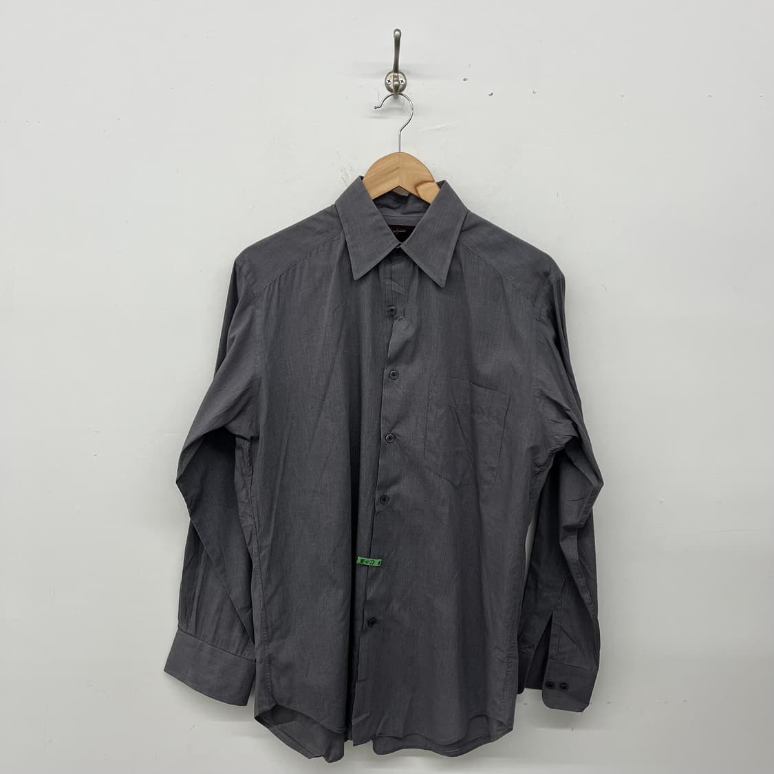 요지 야마모토 남성 셔츠 다크 그레이  Herringbone 패턴 M 상품이미지1
