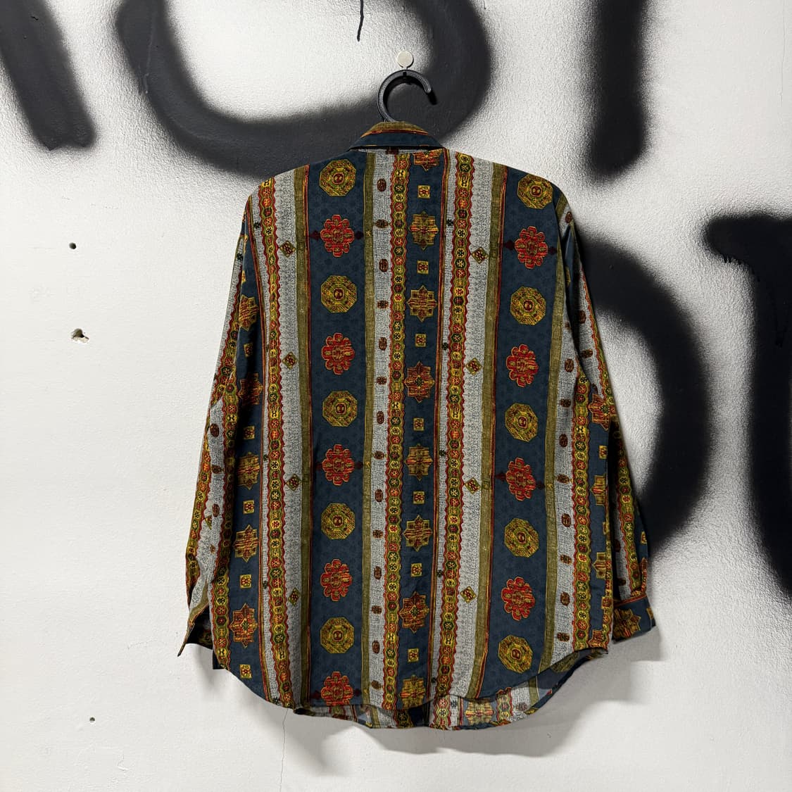 VTG 빈티지 바로크 에스닉 패턴 스트라이프 핀턱 긴팔 셔츠 상품이미지2