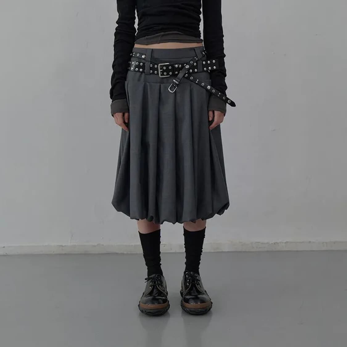 엘씨디씨 테일러드 볼륨 스커트 그레이 상품이미지1