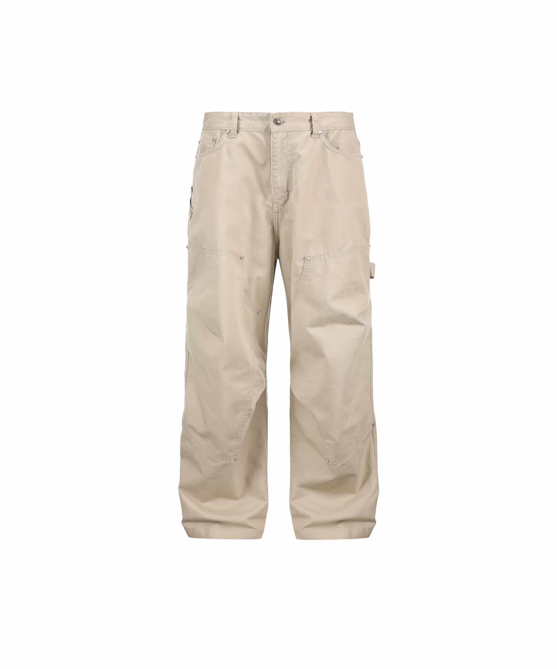 [2] 9999아카이브 쥬얼리 리벳 더블니 팬츠 베이지 상품이미지1