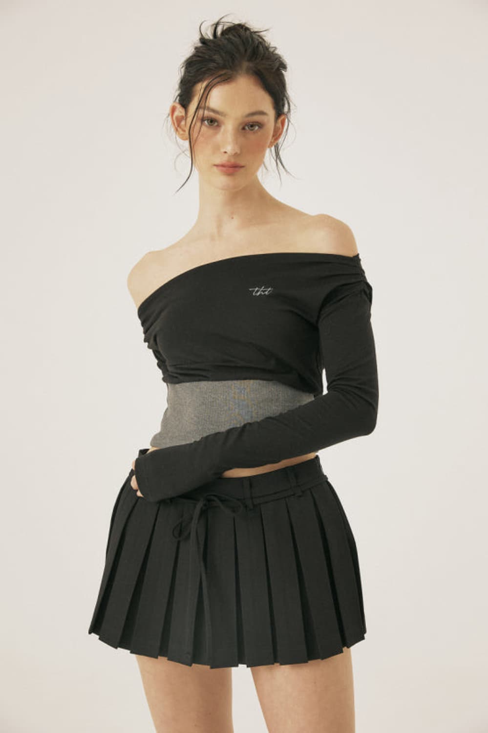 쓰리타임즈 립 오프숄더 블랙 S사이즈 상품이미지2