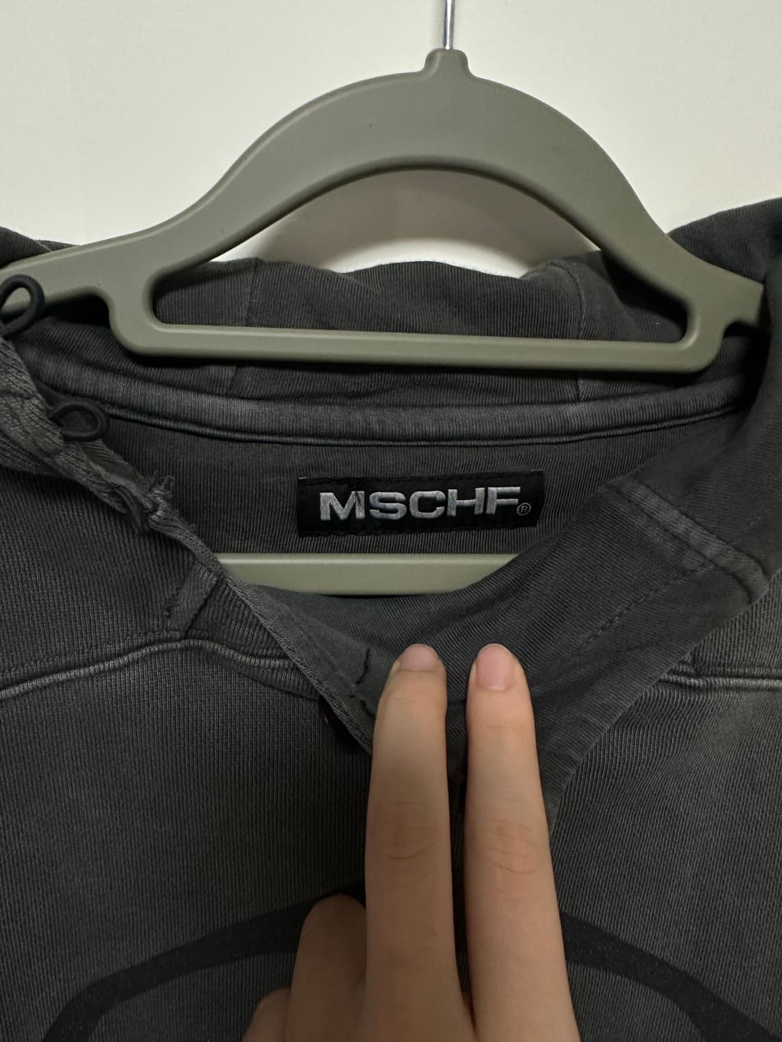 미스치프 롬버스 사이드 버튼 업 후드 워시드 차콜 m 상품이미지2