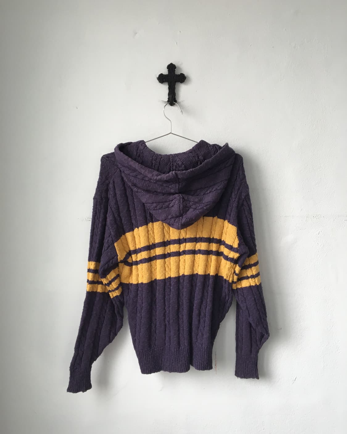 Cable pattern hood knit zip up 상품이미지4