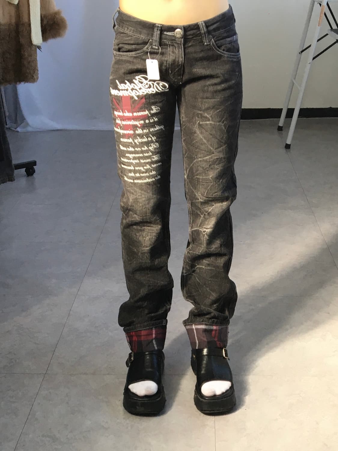 Printing point washing denim pants 상품이미지1