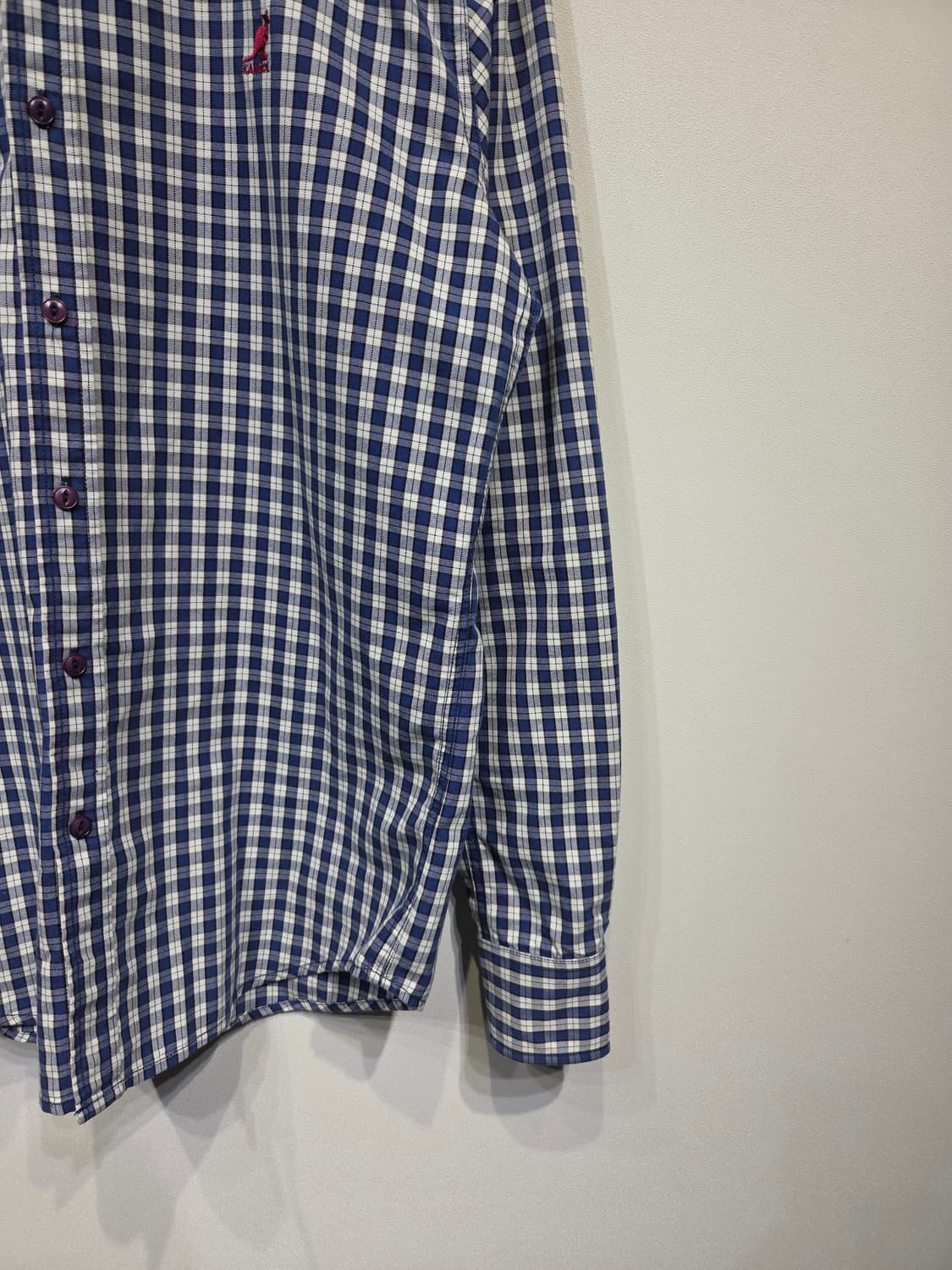 KANGOL 캉골 블루 깅엄 체크 셔츠 상품이미지5