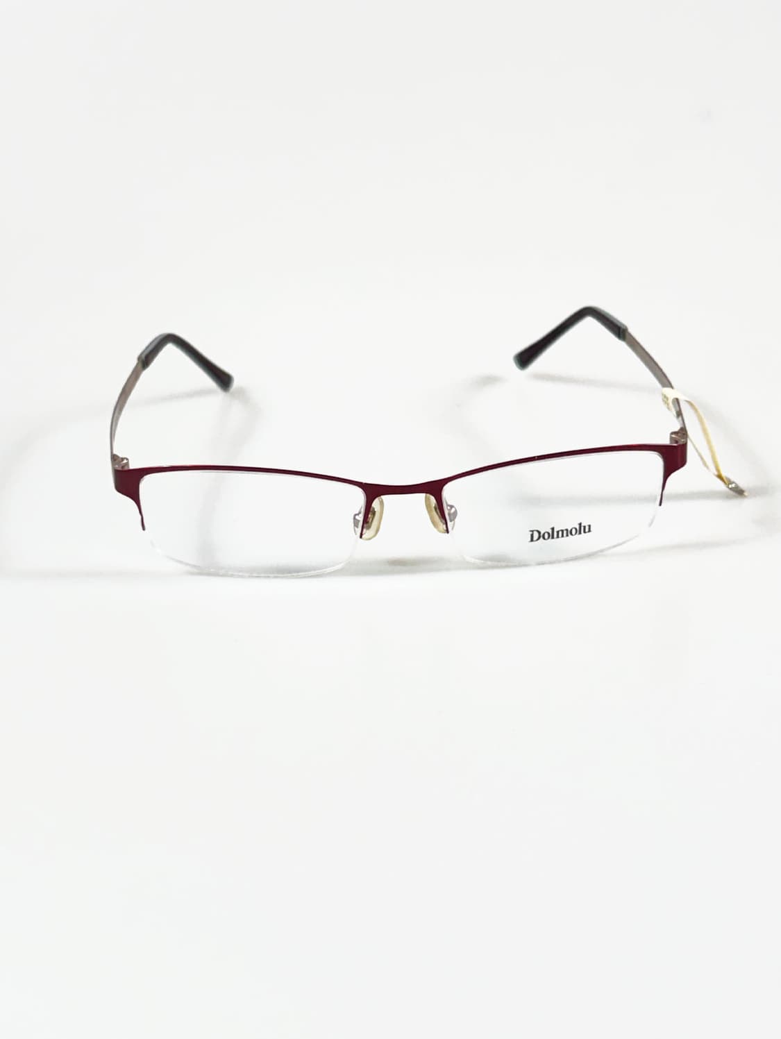 DOMOLU 레드 실버 메탈 반무테 스퀘어 빈티지 안경 상품이미지2