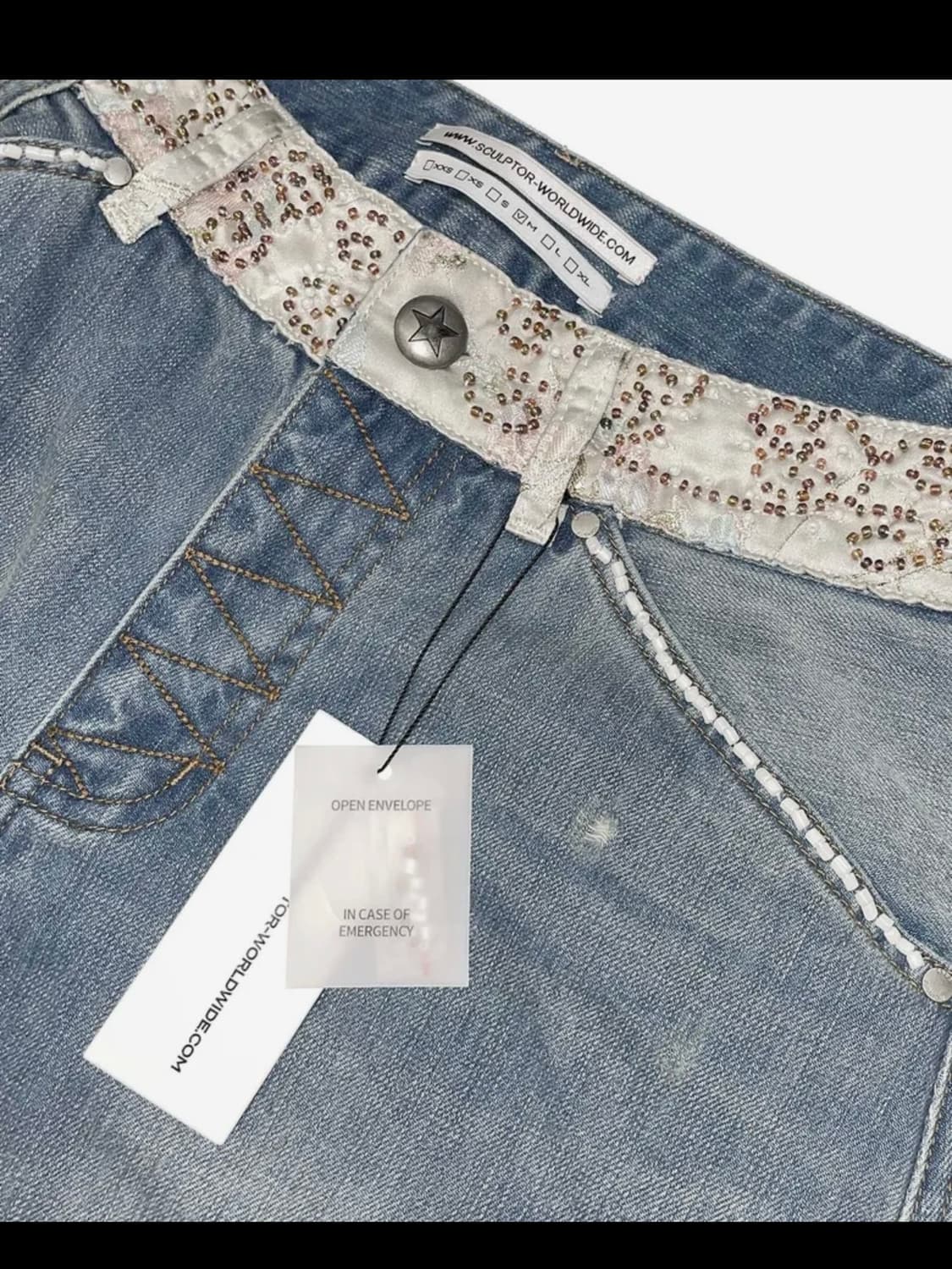 스컬프터 비즈 웨이스트 데님 팬츠 미드 블루 상품이미지4