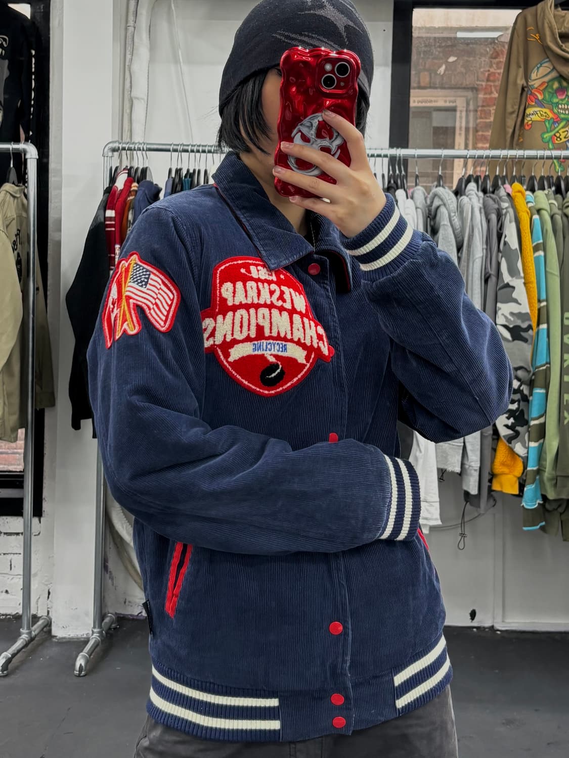 For The Boys 코듀로이 패치워크 바시티 상품이미지3