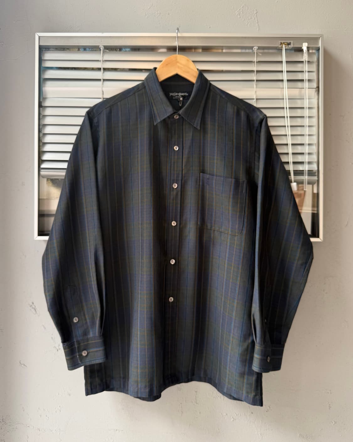 YSL 90s linen check shirt 상품이미지1