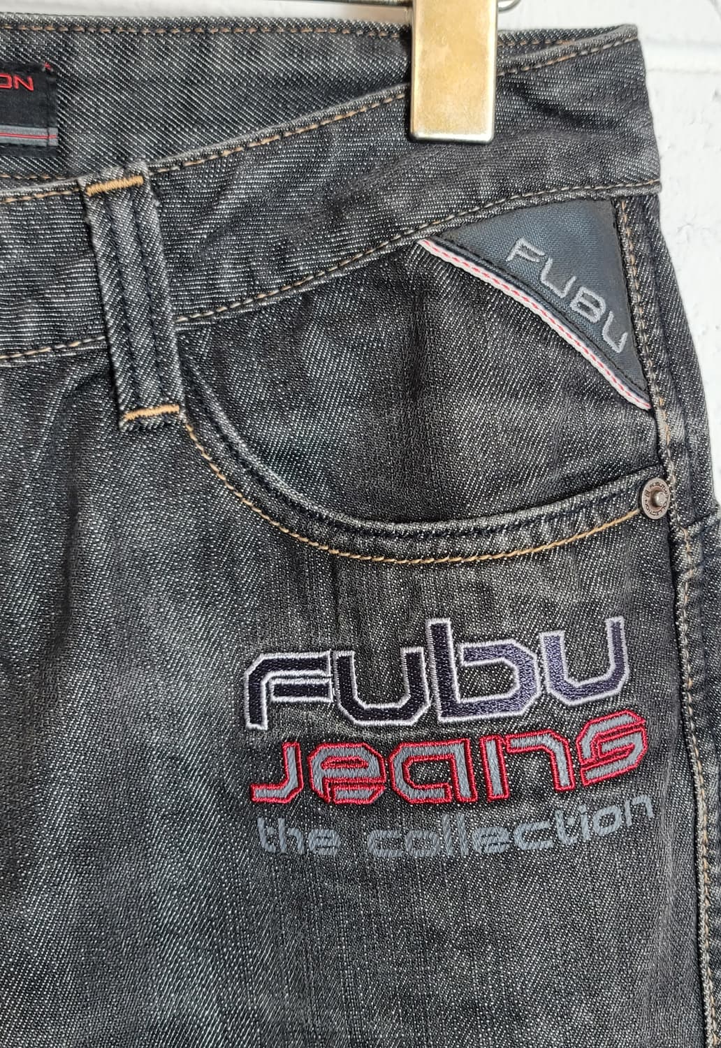 푸부(FUBU, 남여공용) 올드스쿨 흑청(데님) 워싱 바지 판매 상품이미지5