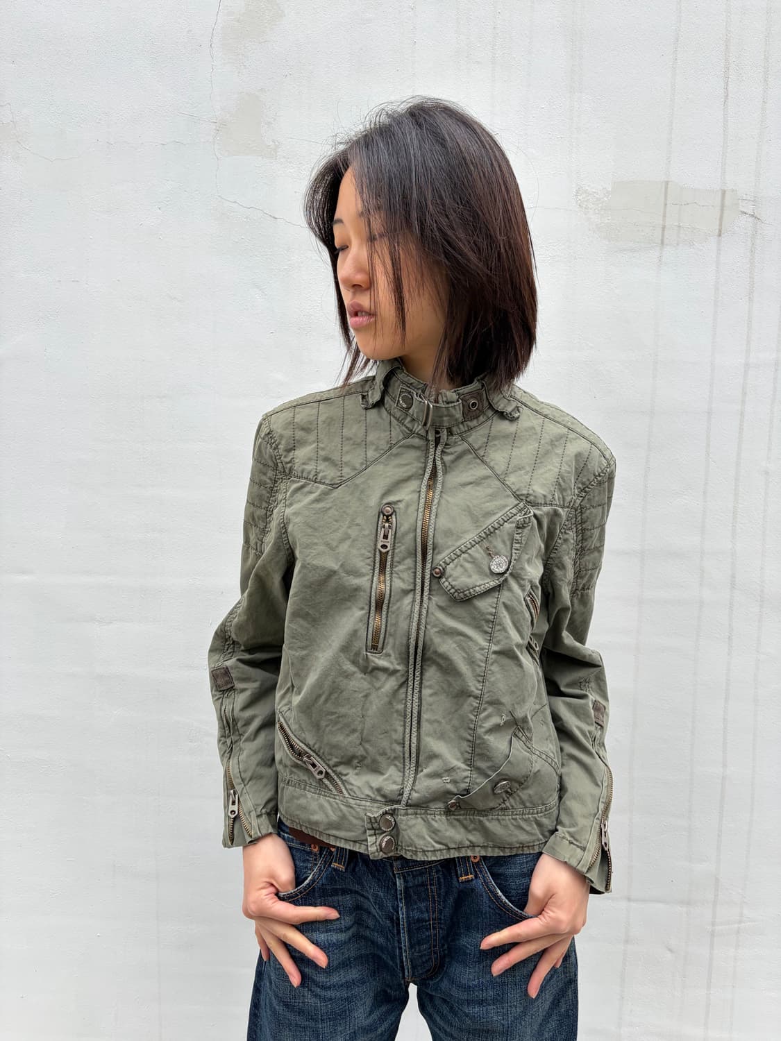 Vigour 카키 밀리터리 집업 자켓 상품이미지2