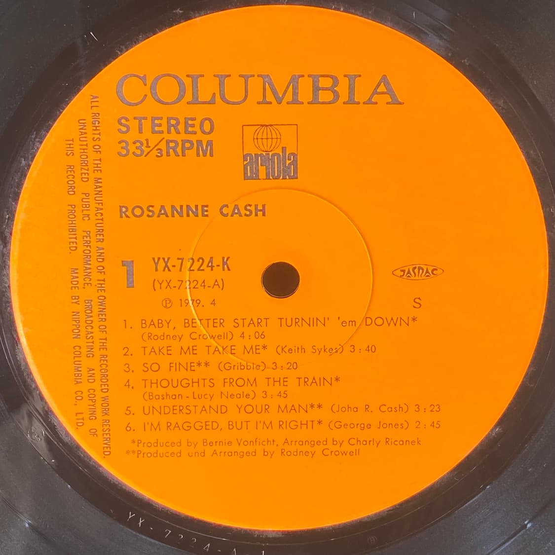 (수입중고LP-컨츄리) Rosanne Cash -Rosanne Cash 상품이미지4