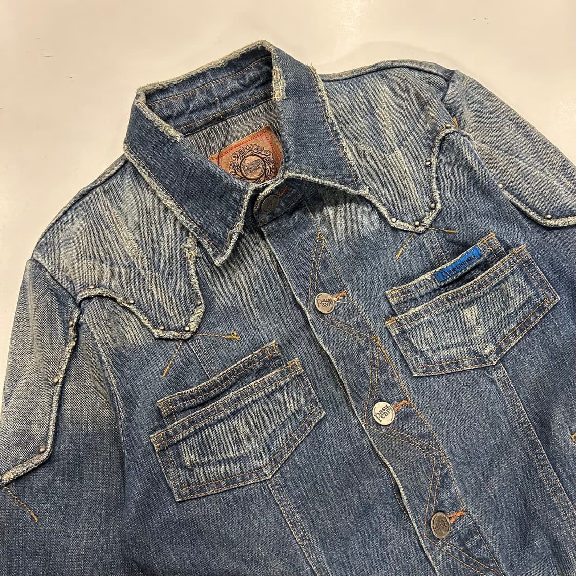 [L] pearl jeans 스터드 웨스턴 데님 자켓 청자켓 A886 상품이미지3
