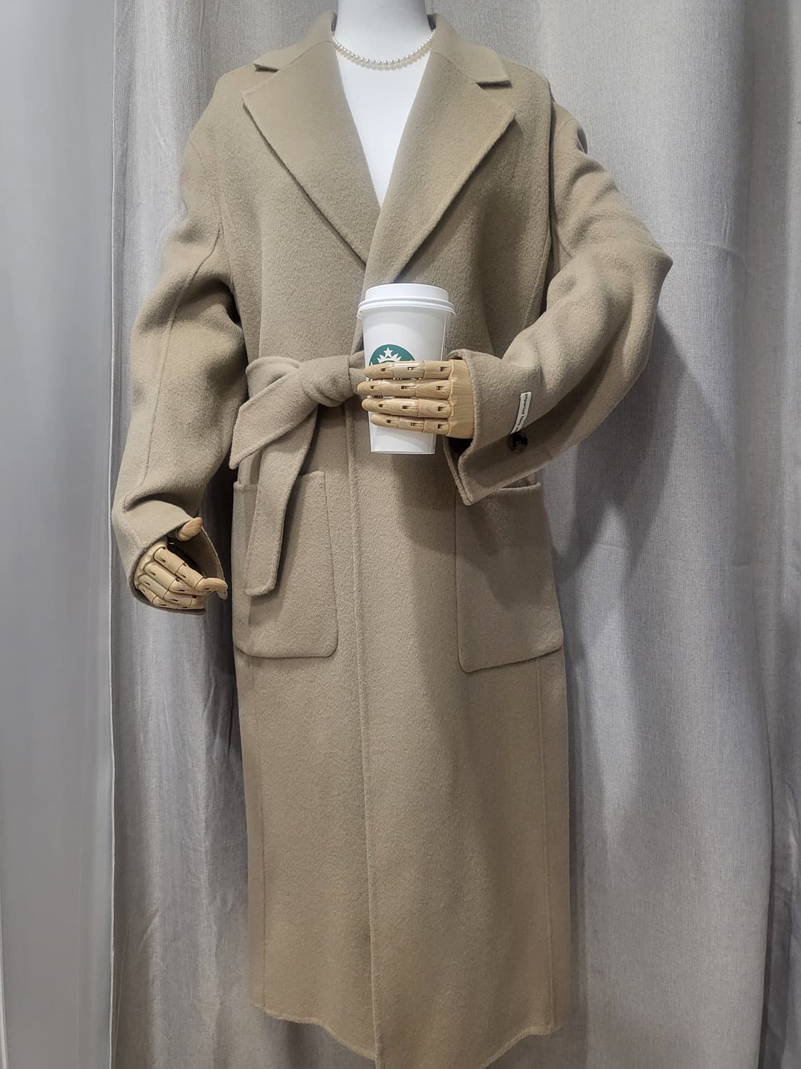 택포♦️새상품 롱코트 핸드메이드 울 자켓 아우터 봄 가을 겨울 자켓 로브 상품이미지1