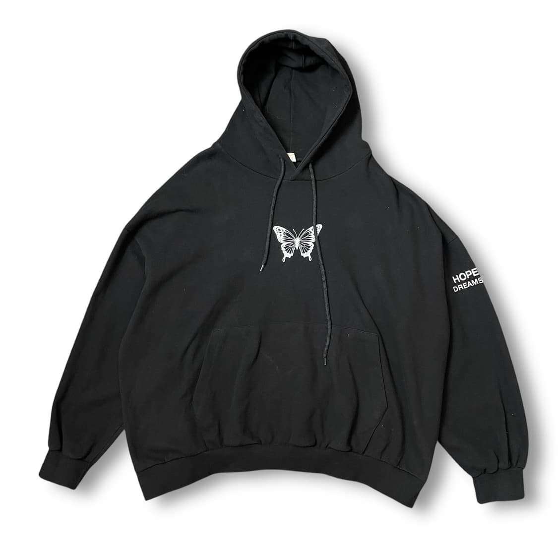빈티지 빅사이즈 오버핏 블랙 버터플라이 후드티 상품이미지1