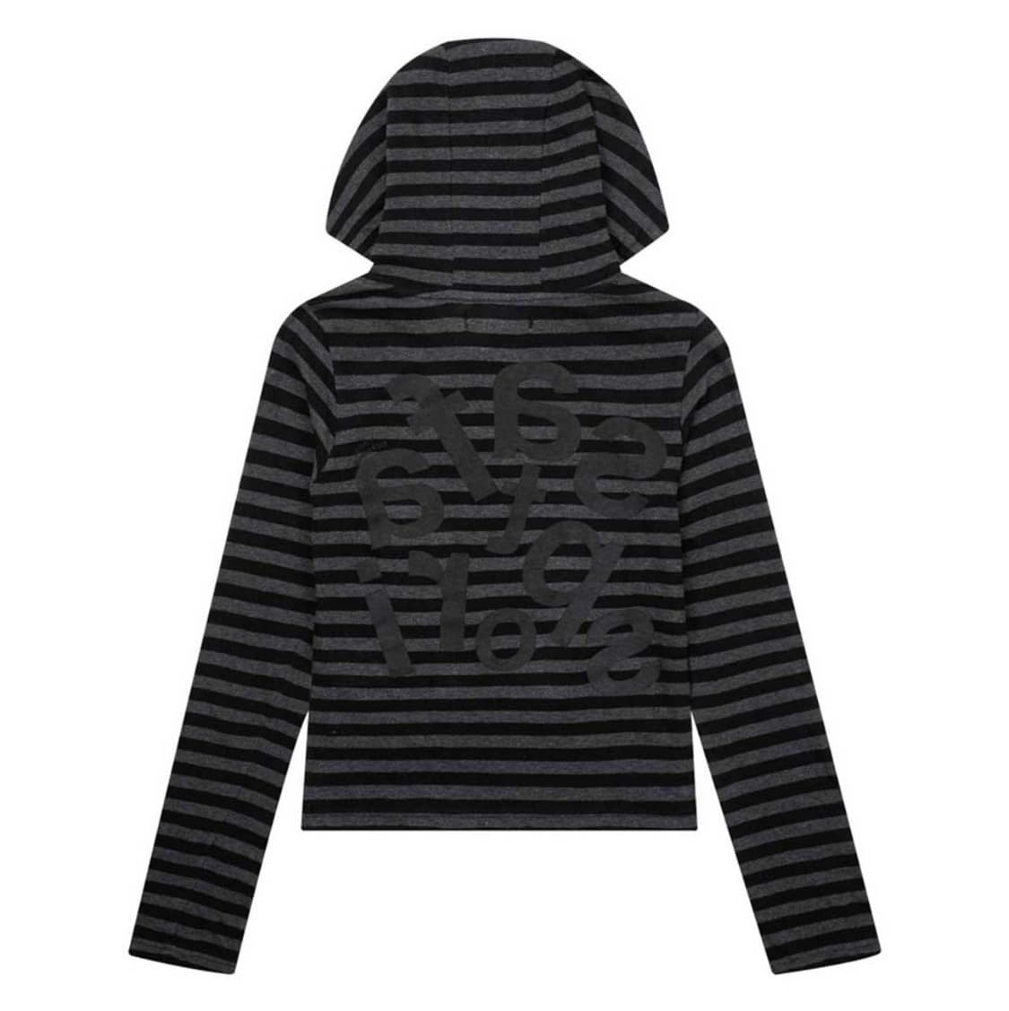 [2] 사파리스팟 1/2 티켓팅 스트라이프 보더 후디 블랙 후드 티셔츠 상품이미지2