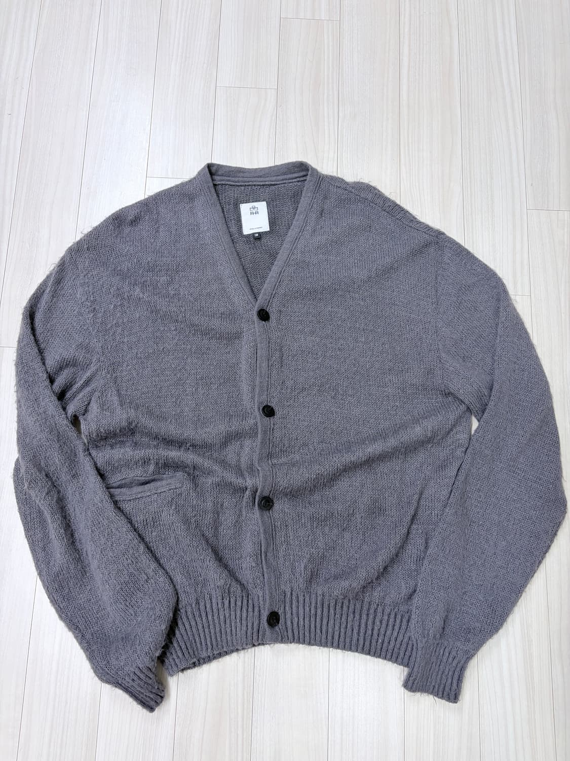 폴리테루 모헤어 가디건 퍼플 그레이, 3사이즈 상품이미지4