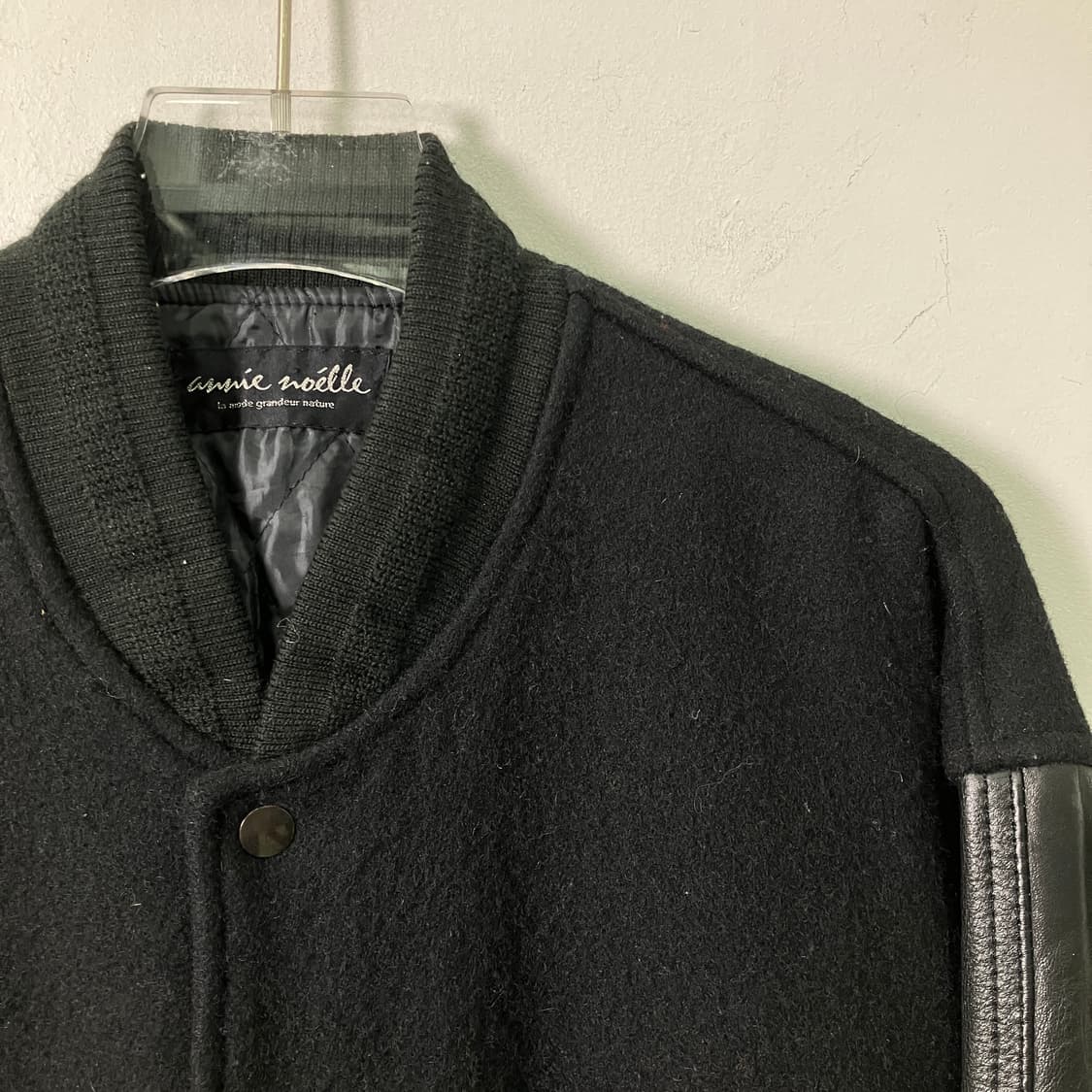 VTG 빈티지 블랙 울 레더 바시티 자켓  상품이미지4