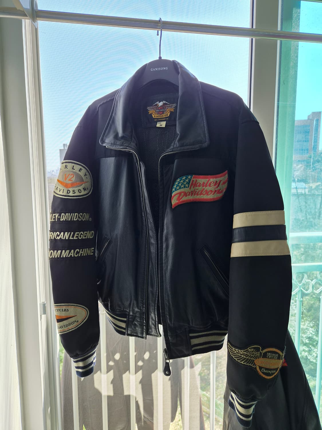빈티지 할리데이비슨 레더 나일론 믹스 크롭자켓 M 상품이미지7
