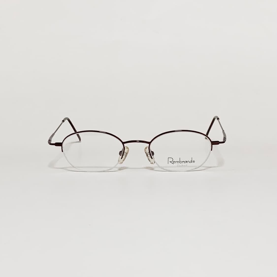 912 반무테 안경 슬림 오벌 메탈 브라운 빈티지 타원형 남녀공용 상품이미지1
