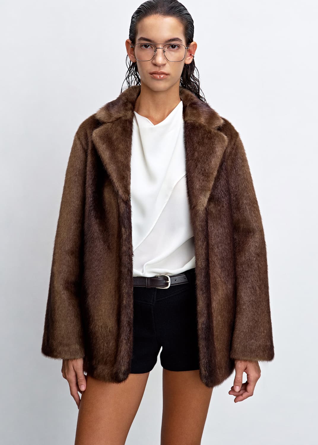 해브레스 Haveless 제니 퍼 fur 자켓 브라운 상품이미지3