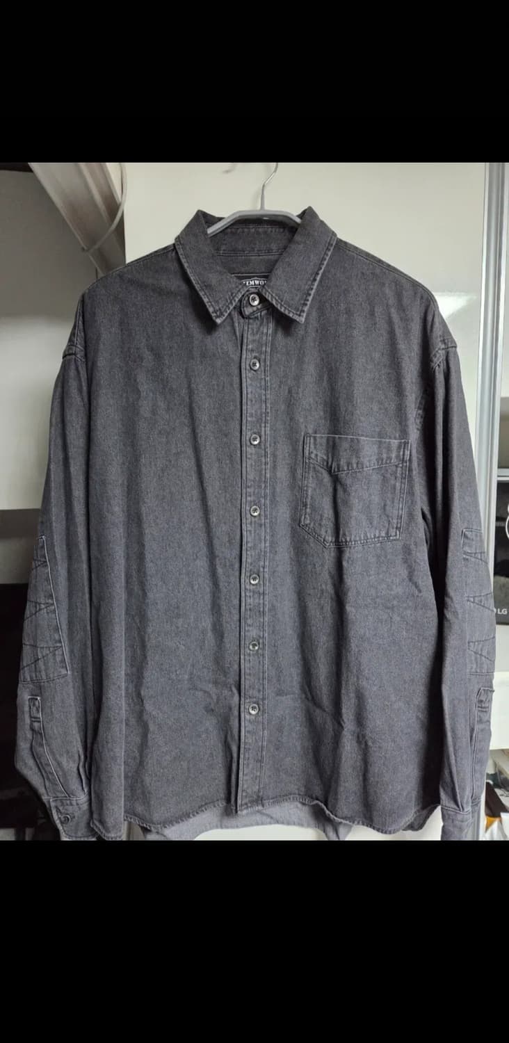 프리즘웍스 워시드 데님 워크셔츠 - 워시드 블랙 상품이미지3