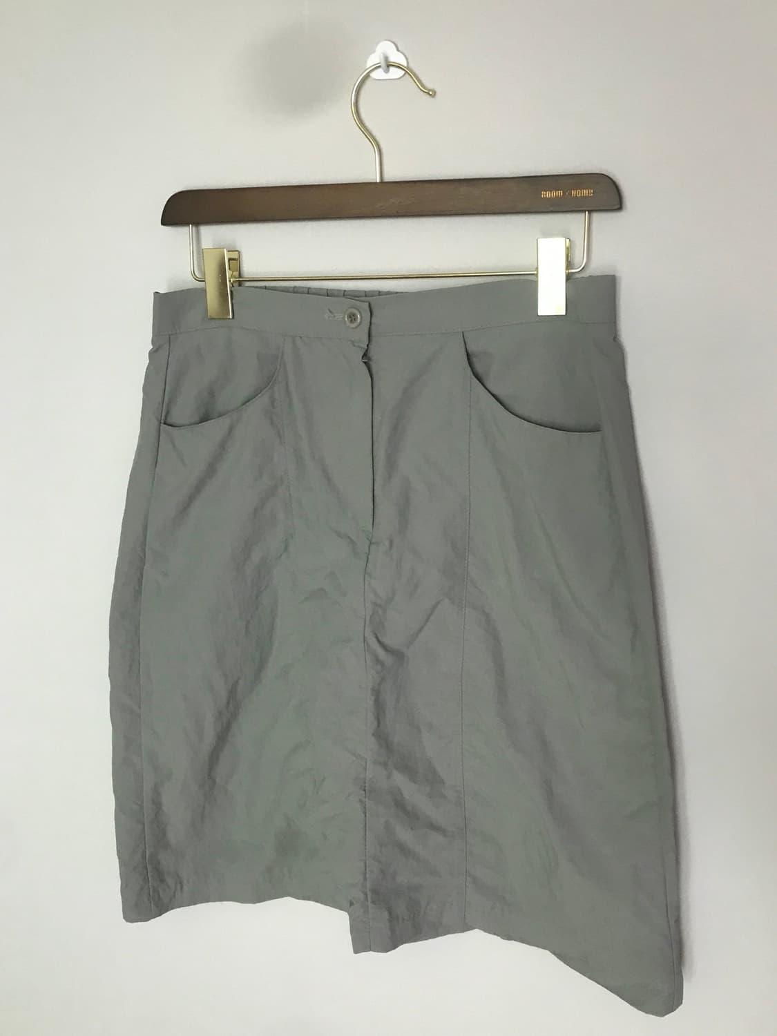 빈티지 그레이카키 나일론 미디 스커트 상품이미지2