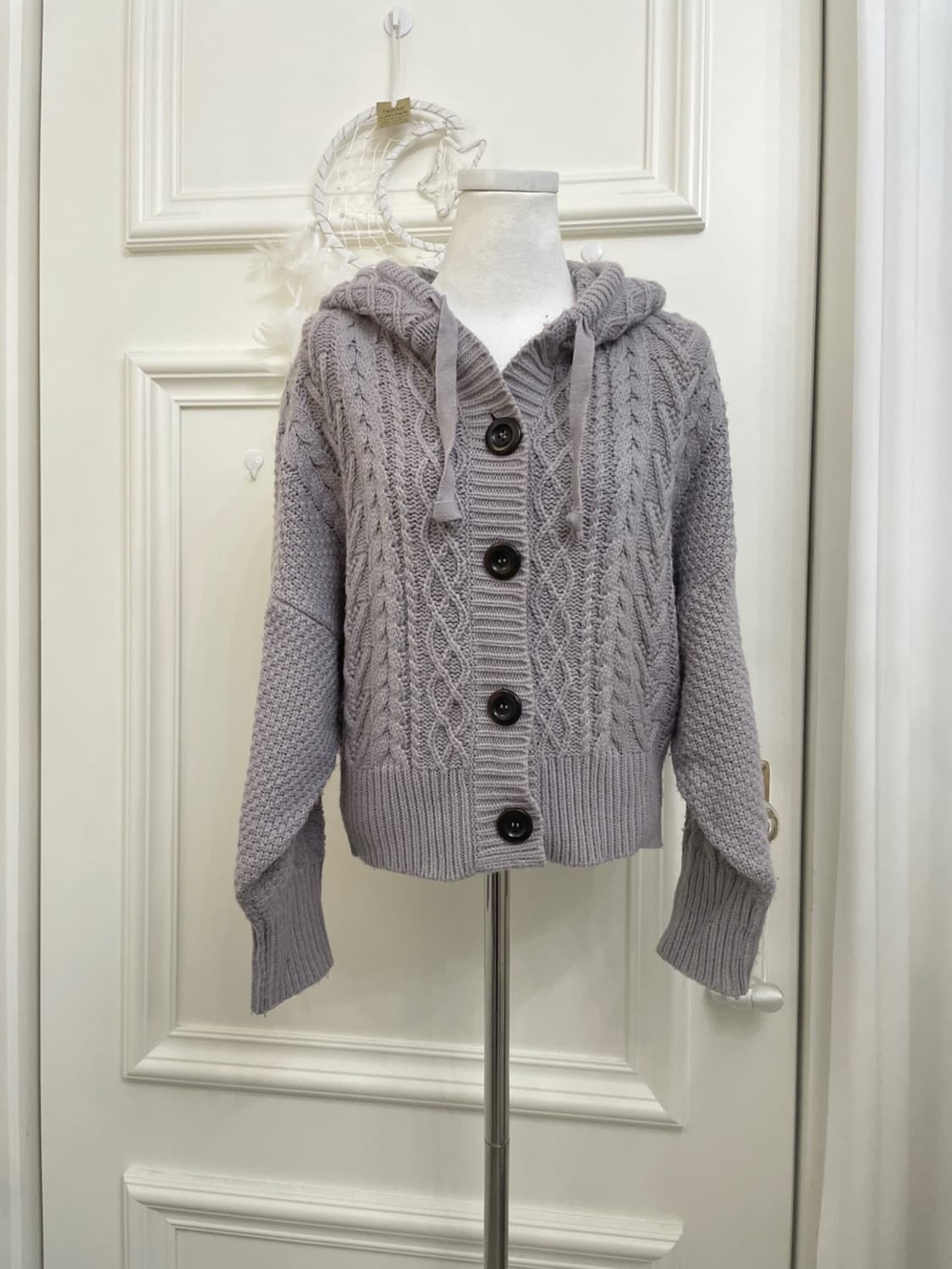 lavender loose twist hoodie cardigan 상품이미지1