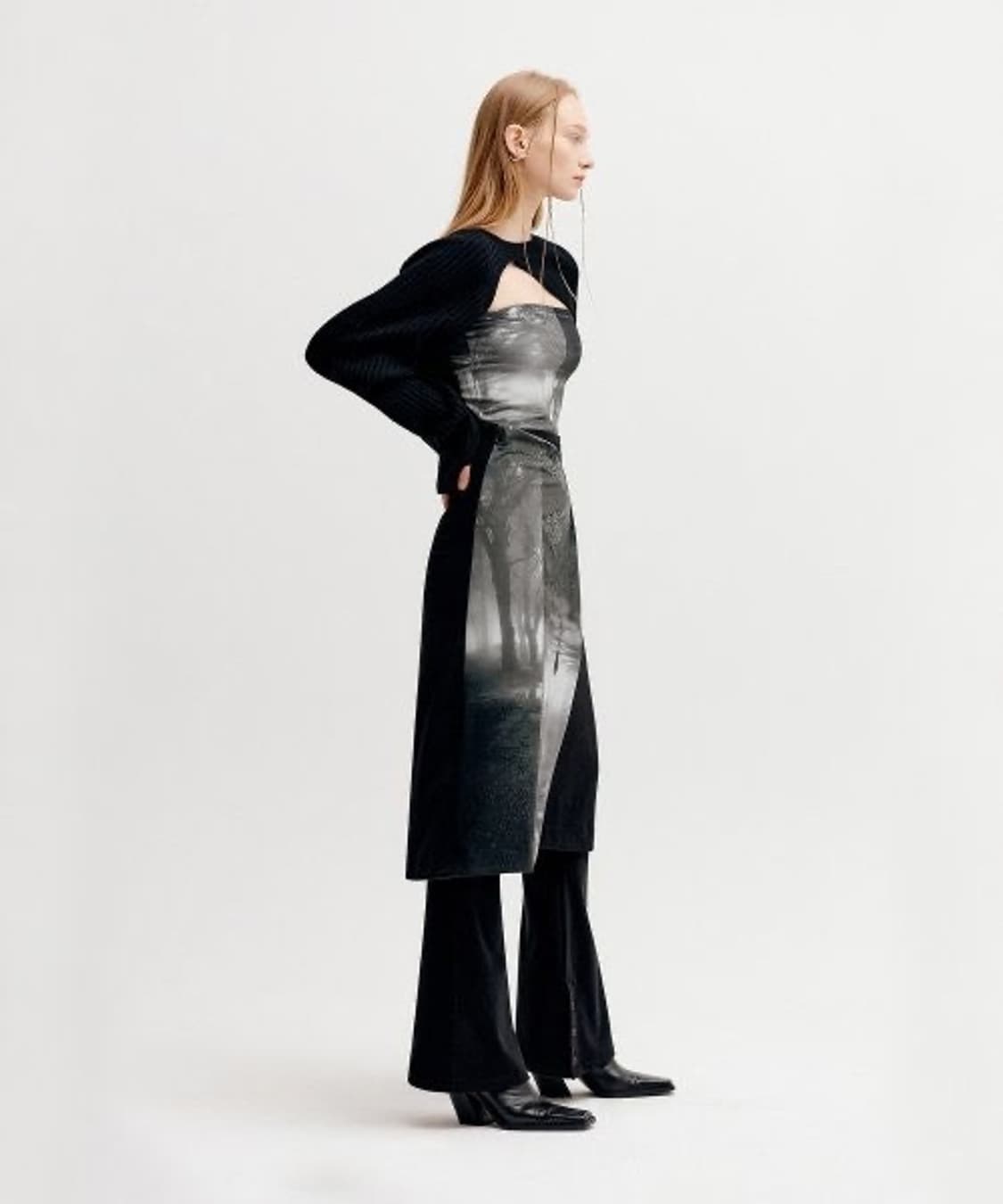 yuse -PRINTED COZY LAYERED WRAP SKIRT -  상품이미지1