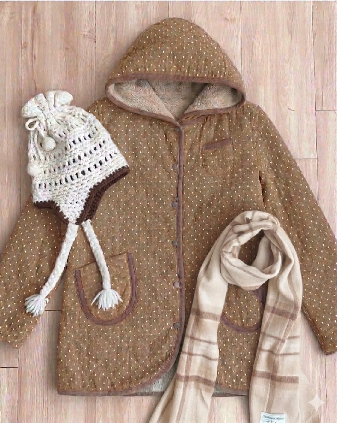 모리노가토 브라운 도트 누빔 점퍼 상품이미지1