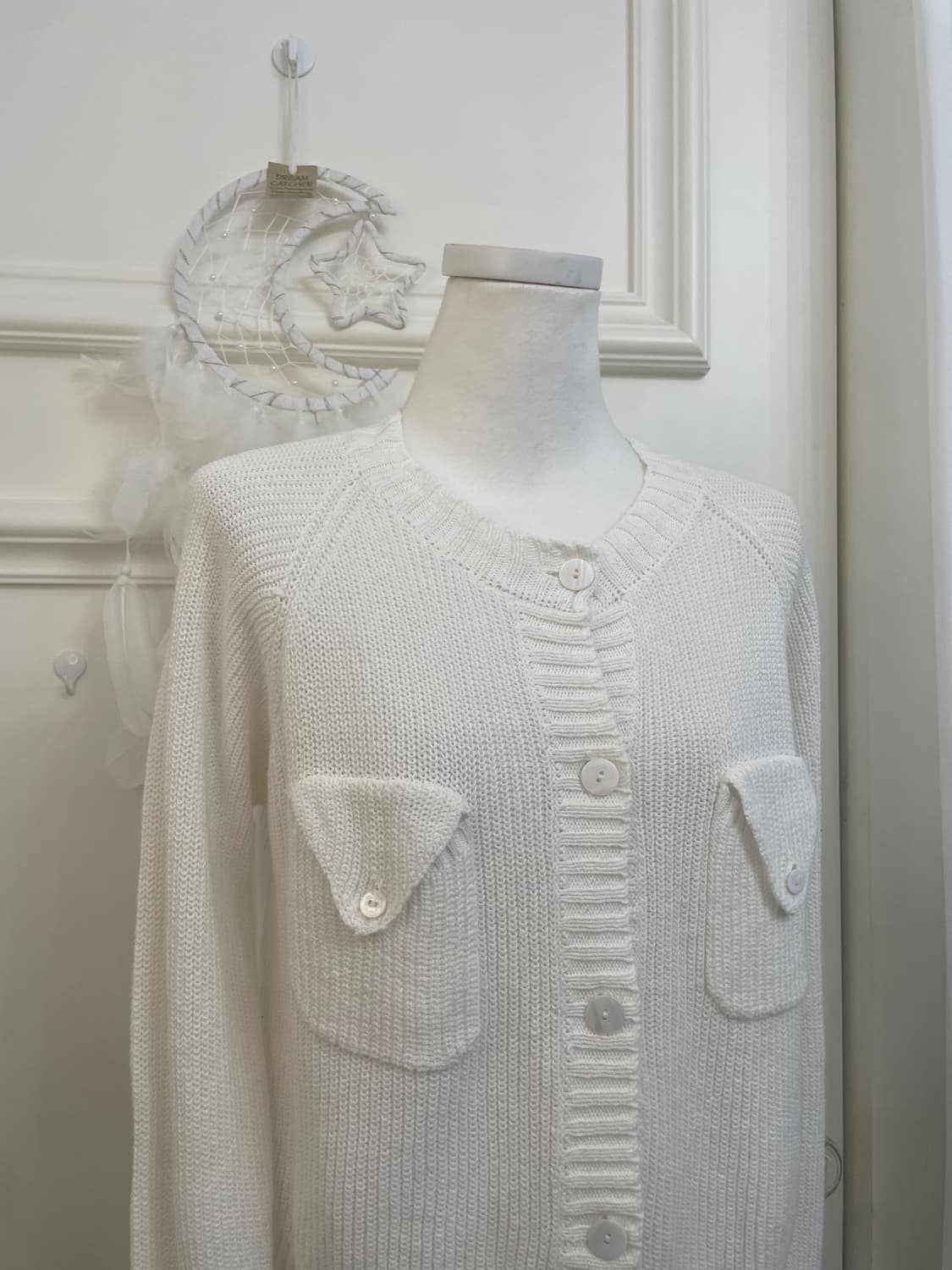 white pocket point reglan crop cardigan 상품이미지5