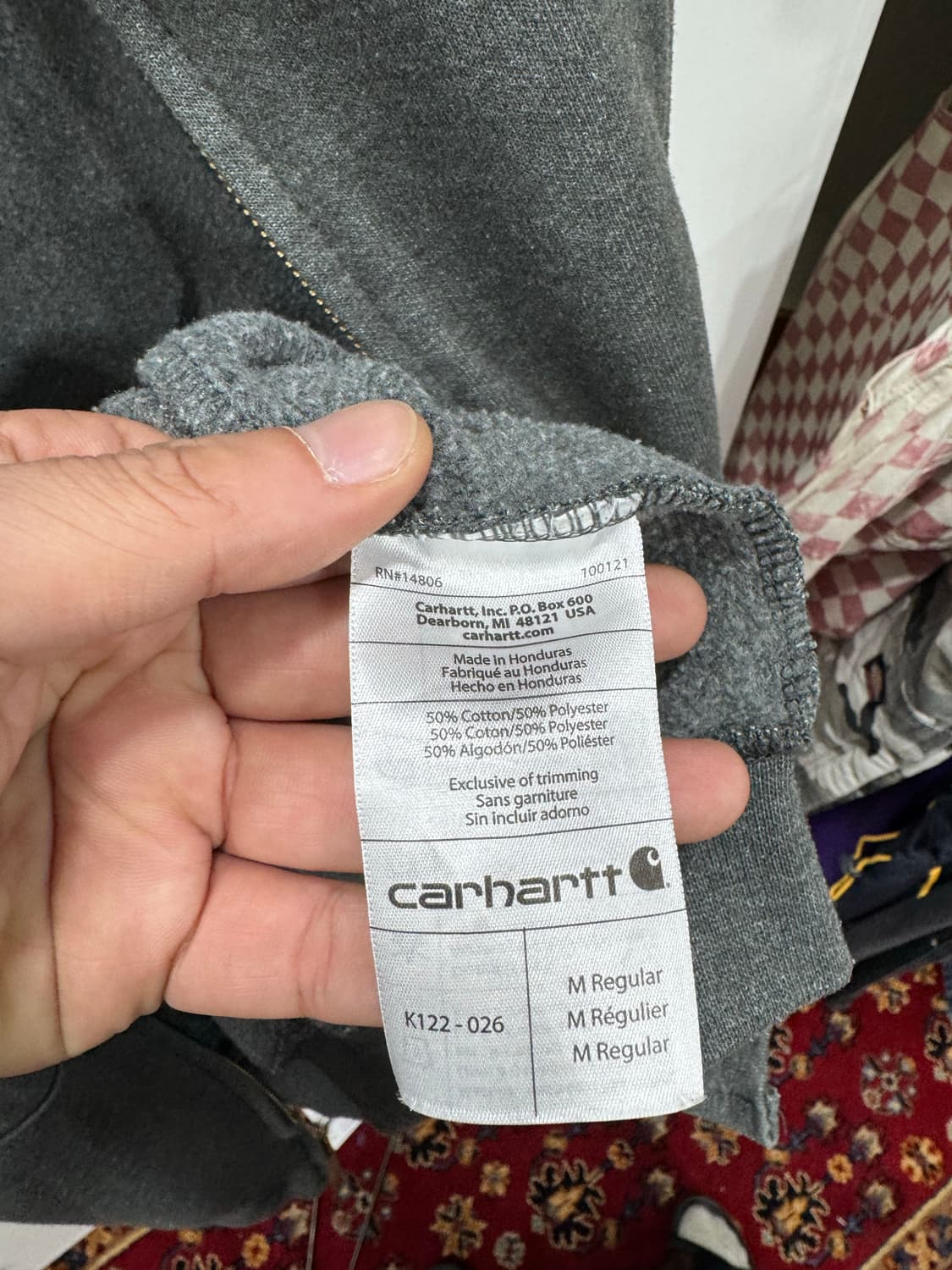 칼하트 k122 미드웨이트 루즈핏 후드집업 M 상품이미지5