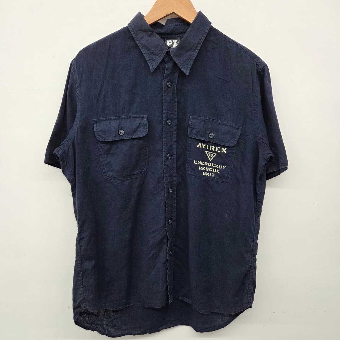 AVIREX 아비렉스 반팔 셔츠 남성 네이비 공용m 상품이미지2