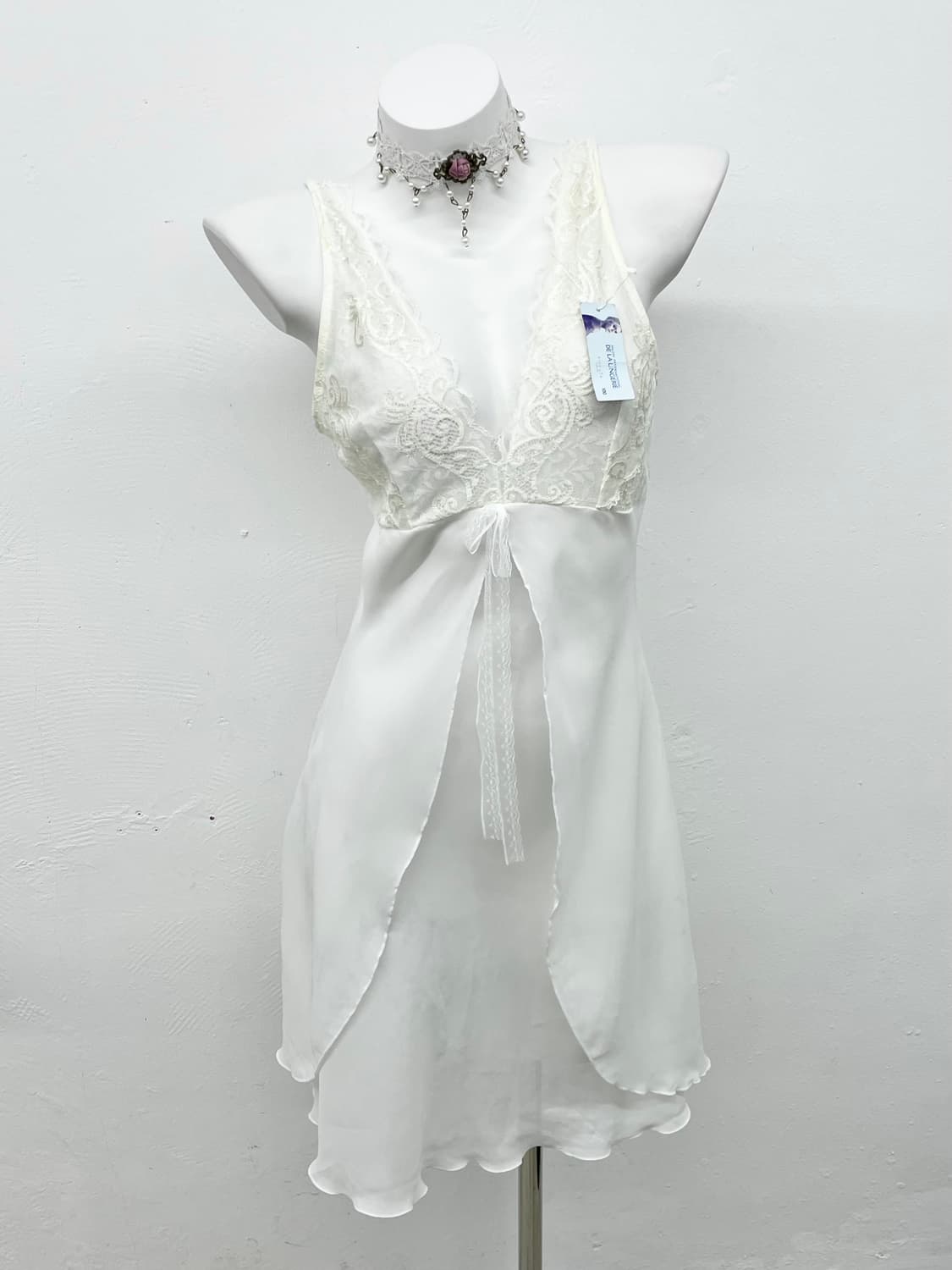 화이트 레이스 레이어드 슬립 상품이미지1