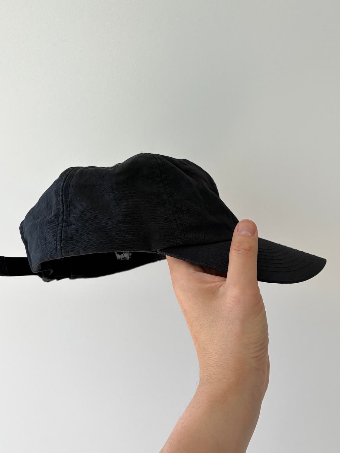 stussy 스투시 워시드 나일론 심볼 로우 프로 캡 블랙 상품이미지2