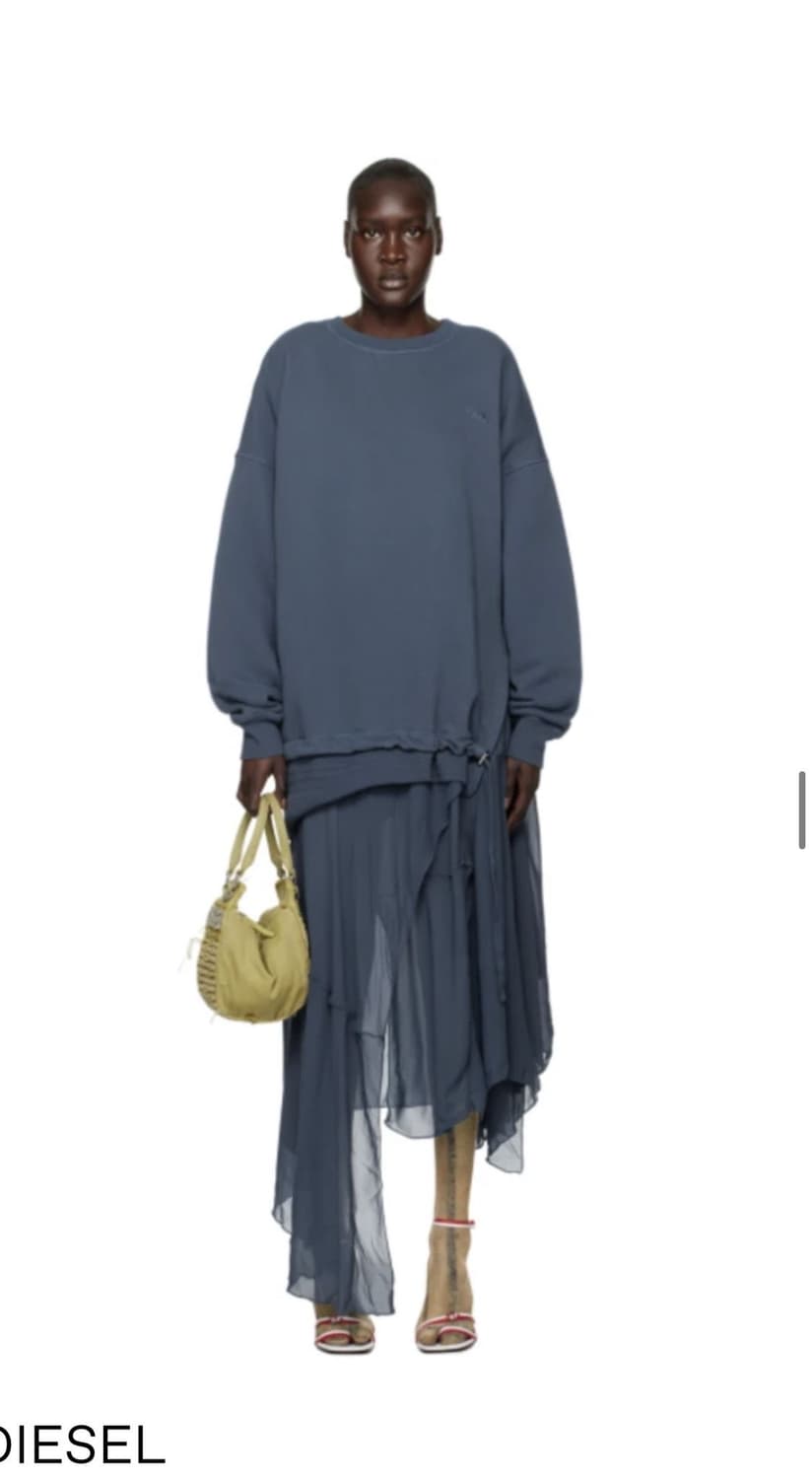 디젤 쉬폰 레이어드 원피스 그레이 상품이미지4