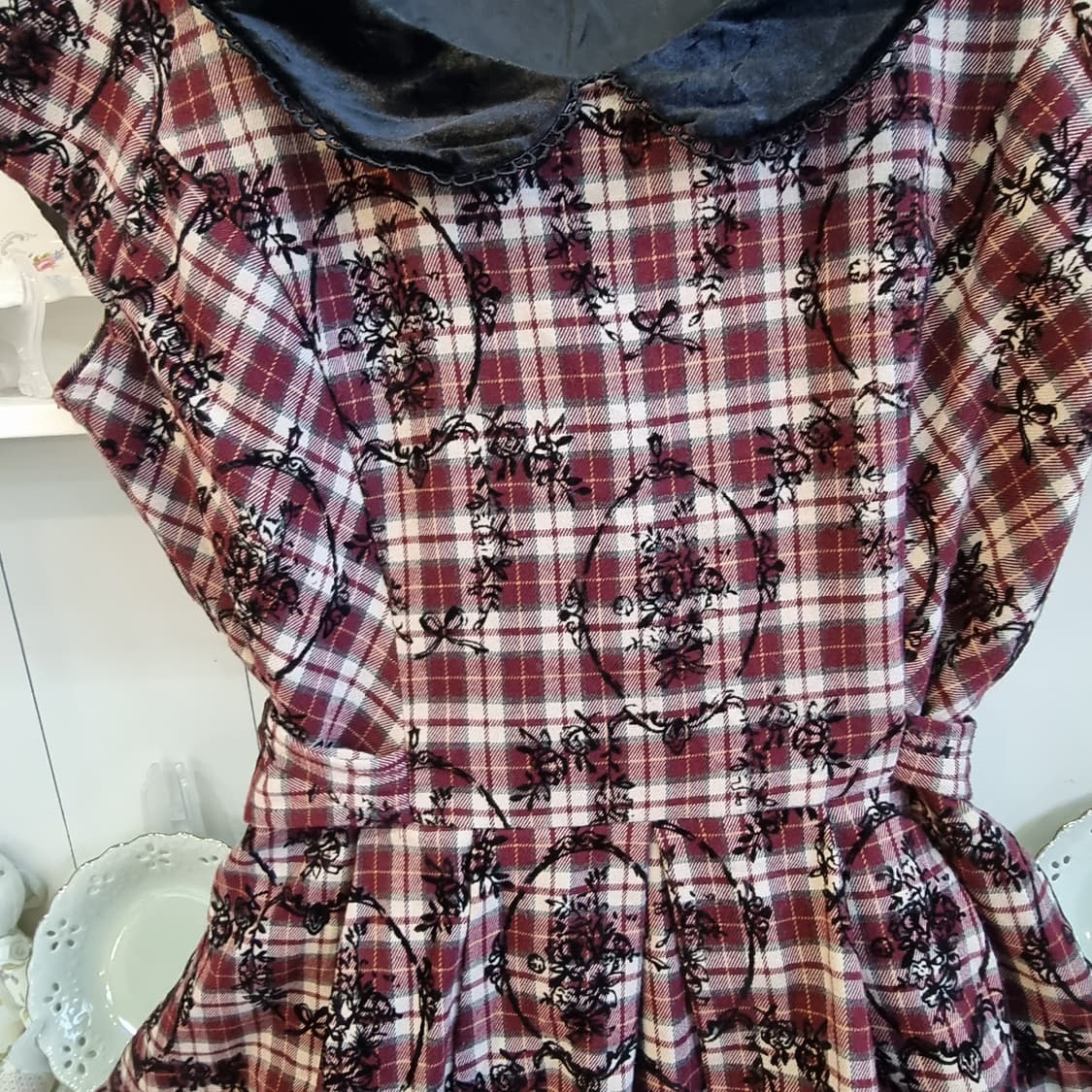 체리베리 체크 레이스 원피스 상품이미지3