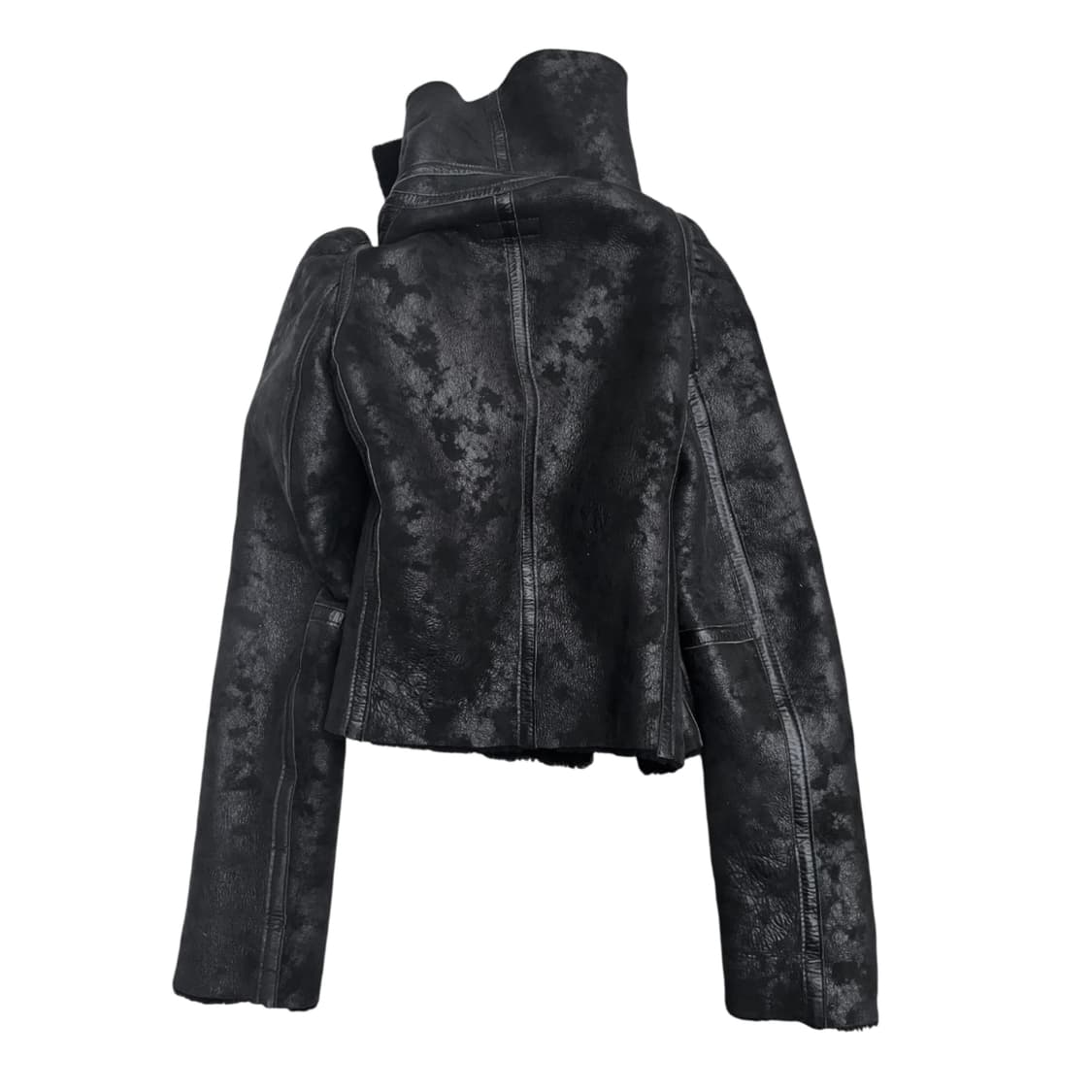 Asymmetric 하이넥 드레이핑 무스탕 상품이미지10